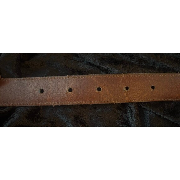 Disney Mickey & Co By Brighton Brown Statement Belt Silver Mickey Train Buckle - Picture 10 of 11